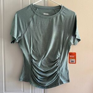 Bass Outdoor Women's Ruched Raglan-Sleeve Fashion Tee Silver‎ Blue Size Small